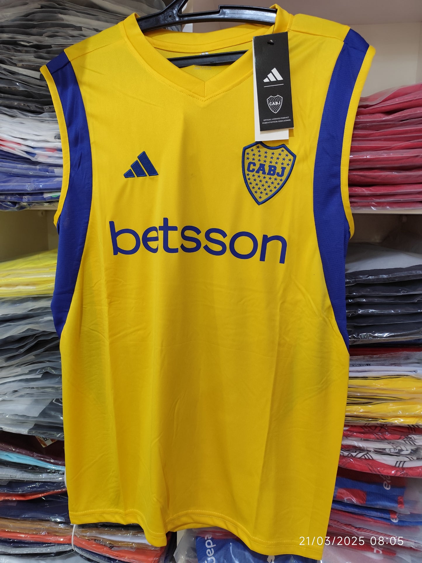 Conjunto Musculosa Boca Jr DryFit Amarillo